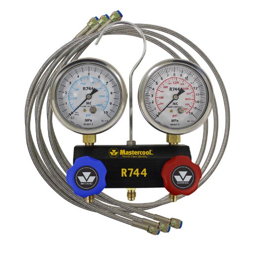 Slika ALUMINIJUMSKI 2-WAY KLIPNI MANOMETRI ZA CO2 (R744) SA CELICNIM CREVIMA MASTERCOOL 55661