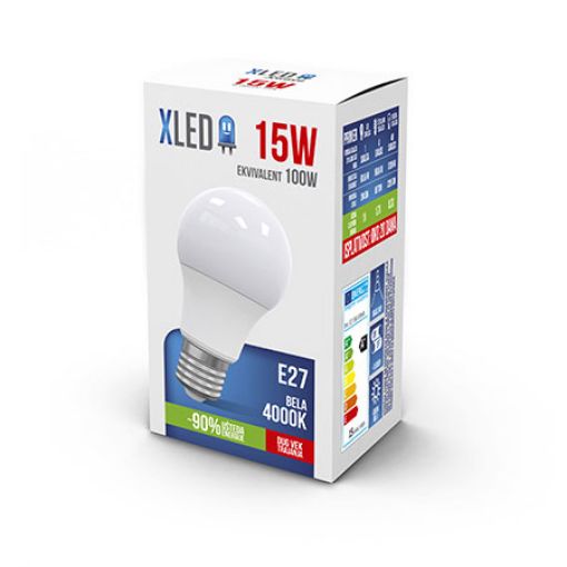 Slika LED SIJALICA E27 15W BELA 4000K XLED 8605062703344